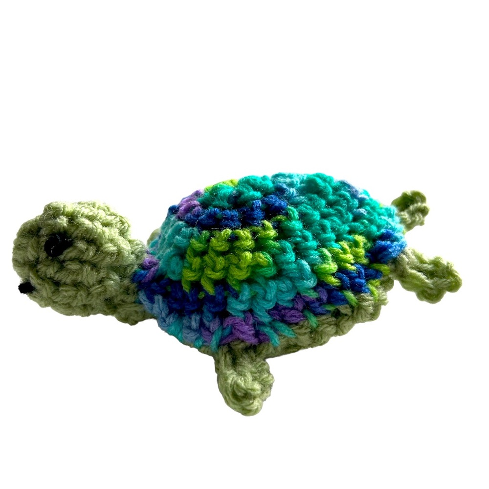 Relisted HAND CRAFTED Crocheted Amigurumi Colorful Turtle Stuffed Childrens Toy - Picture 5 of 8